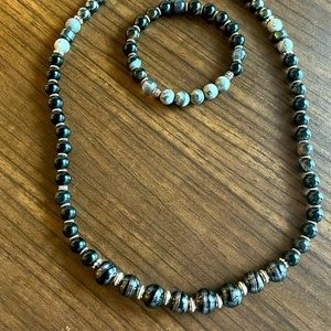 Men’s our women’s beaded bracelet necklace set. One size